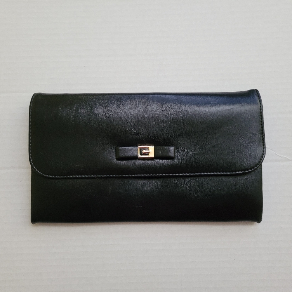 Vintage purse The National faux leather clutch vinyl vegan mid century neutral